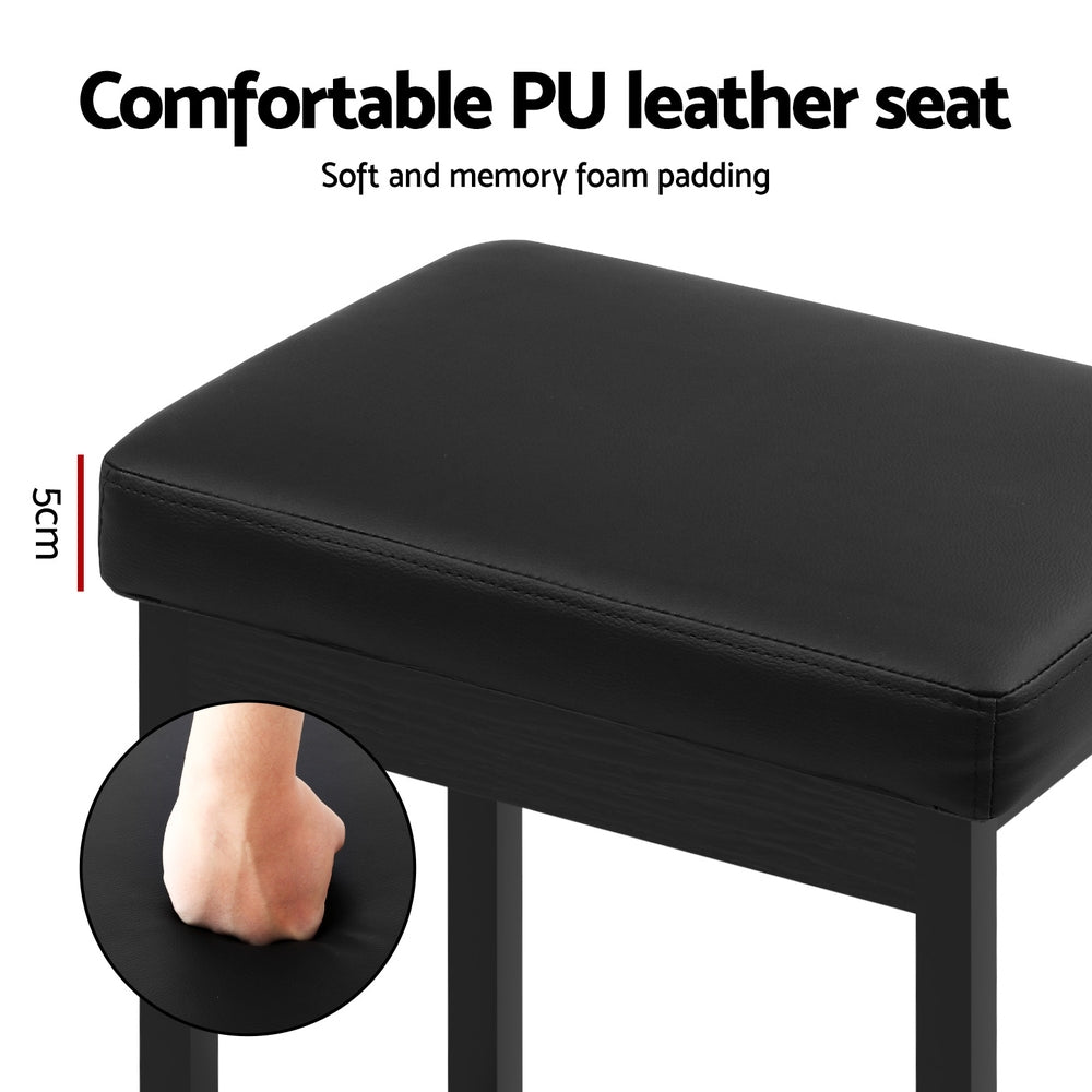 Artiss Black Bar Stools Set of 2 PU Seat Metal Frame