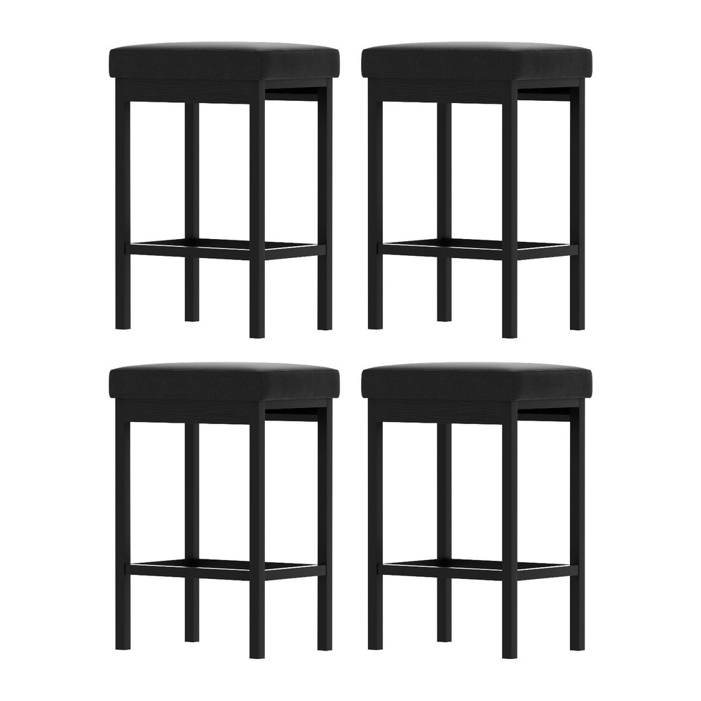 Chic 4-Piece Bar Stools PU Seat Black