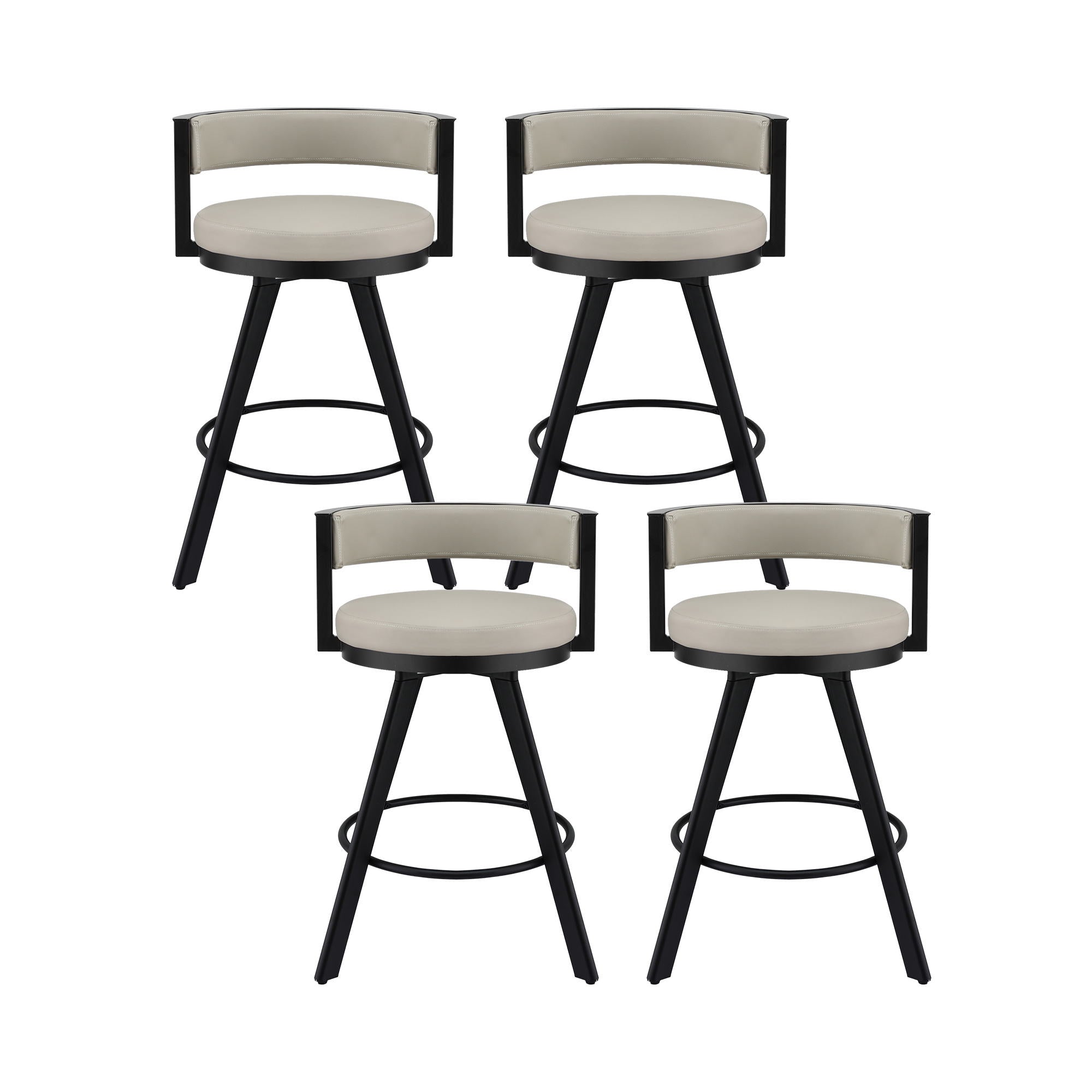 Artiss Bar Stools Set of 4 Swivel Kitchen Chair Metal Counter Beige Leather