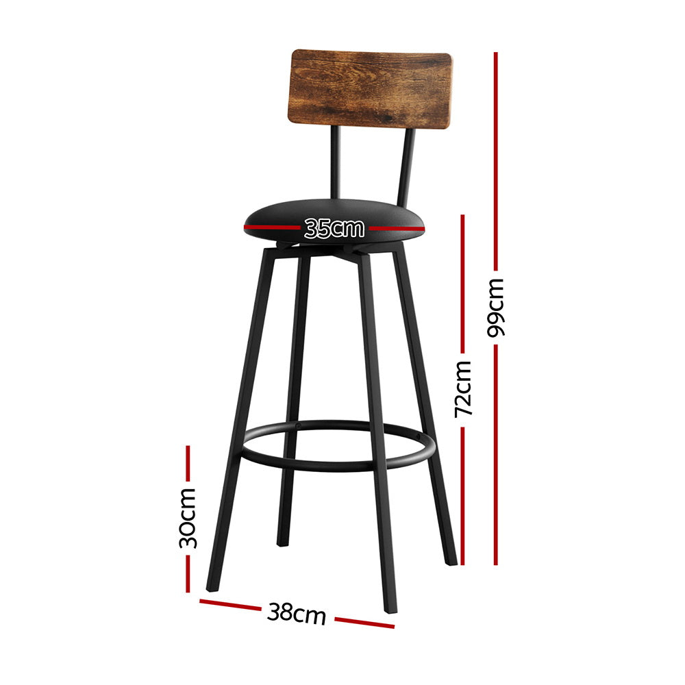 Artiss Industrial Bar Stools Set of 2 Upholstered Steel Frame Black