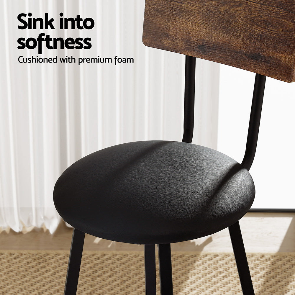 Artiss Industrial Bar Stools Set of 2 Upholstered Steel Frame Black