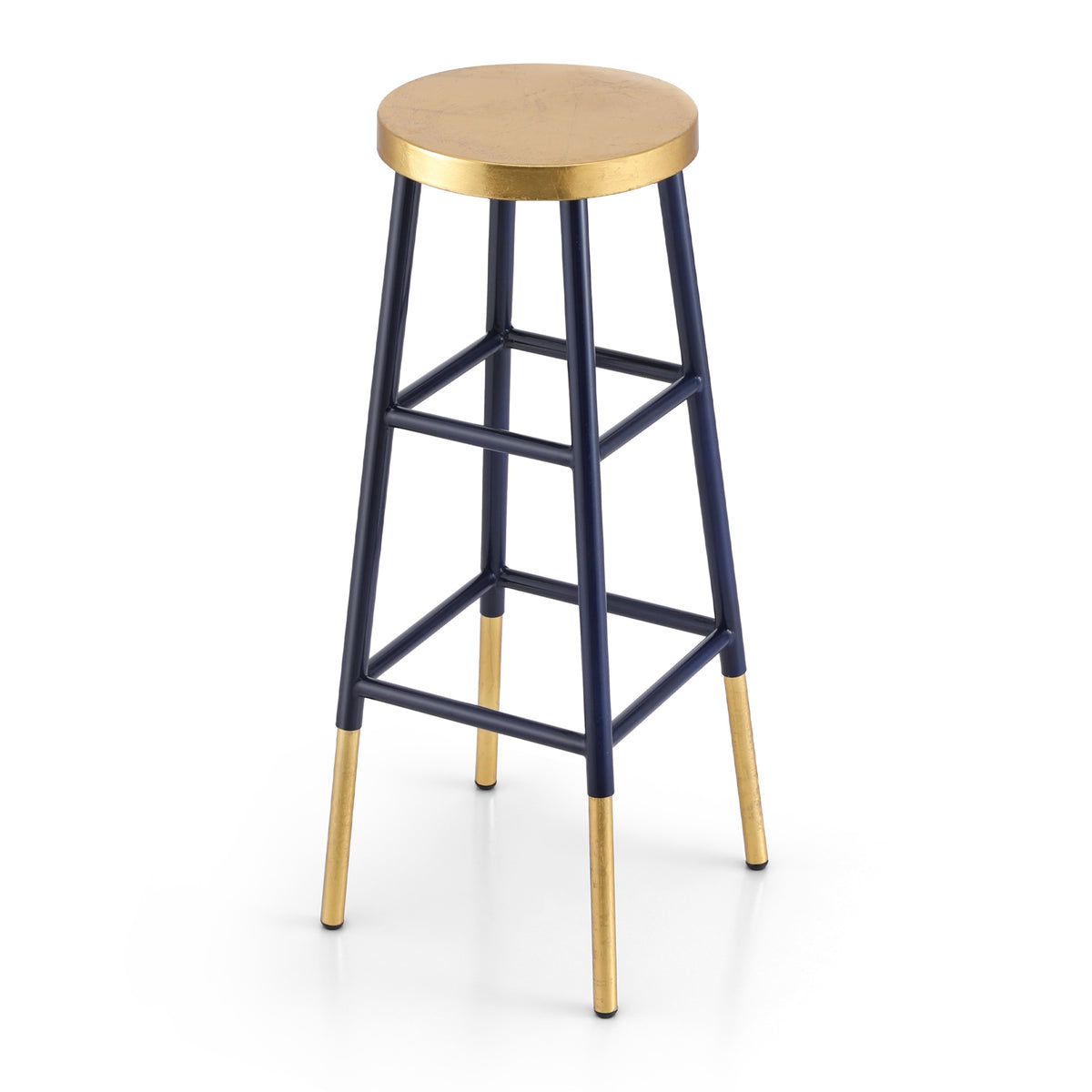 Artiss Single Metal Bar Stool Gilded Round Seat Gold Navy