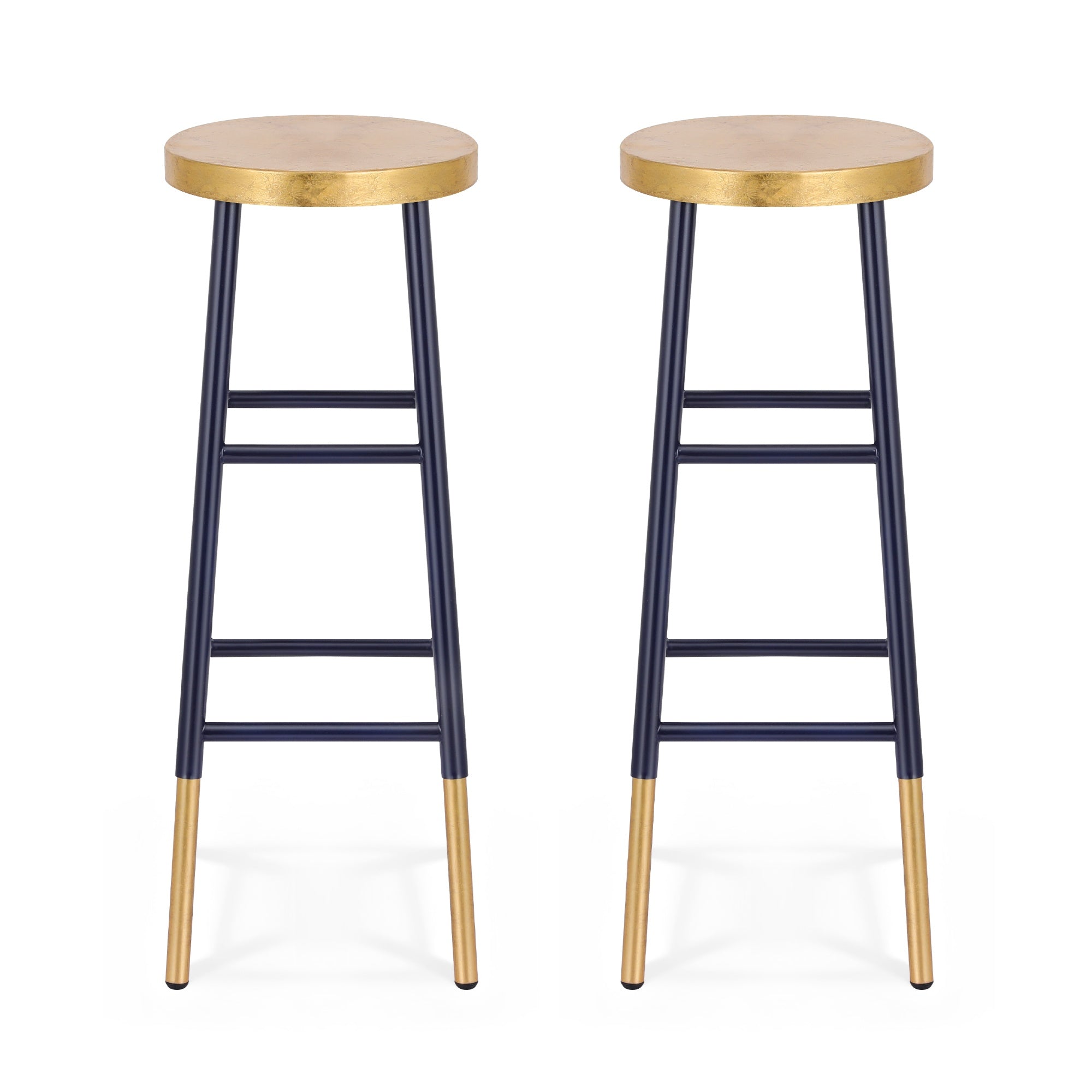 Artiss 2x Bar Stools Metal Gold Navy