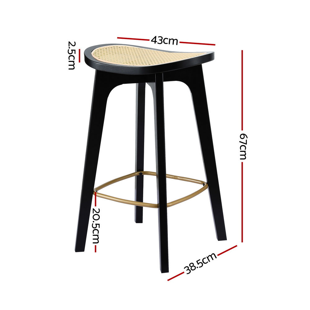 Artiss Rattan Bar Stools Set of 2 Bamboo Saddle Black