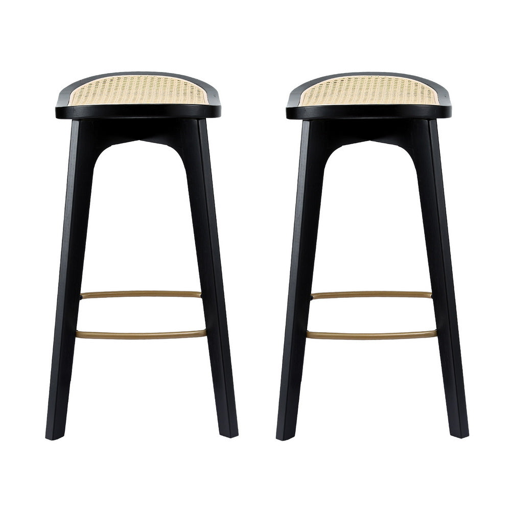Artiss Rattan Bar Stools Set of 2 Bamboo Saddle Black
