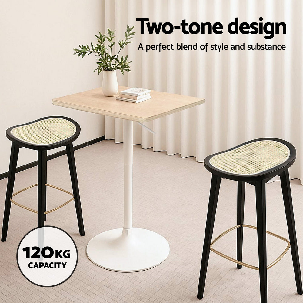 Artiss Rattan Bar Stools Set of 2 Bamboo Saddle Black