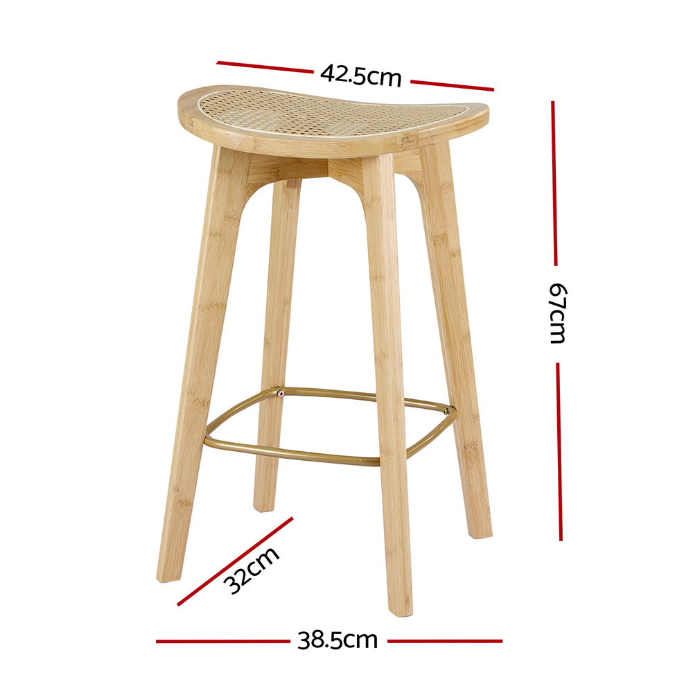 Artiss 4x Bamboo Rattan Bar Stools Kitchen Counter Chairs