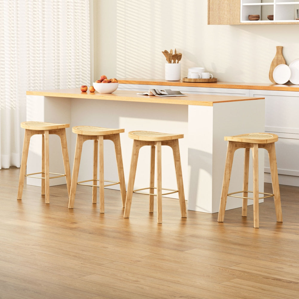 Artiss 4x Bamboo Rattan Bar Stools Kitchen Counter Chairs