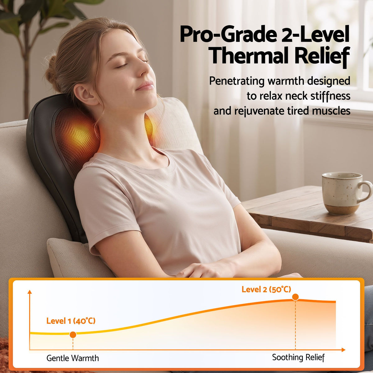 Livemor Traction Back Massager with Heat, Neck and Shoulder, Large