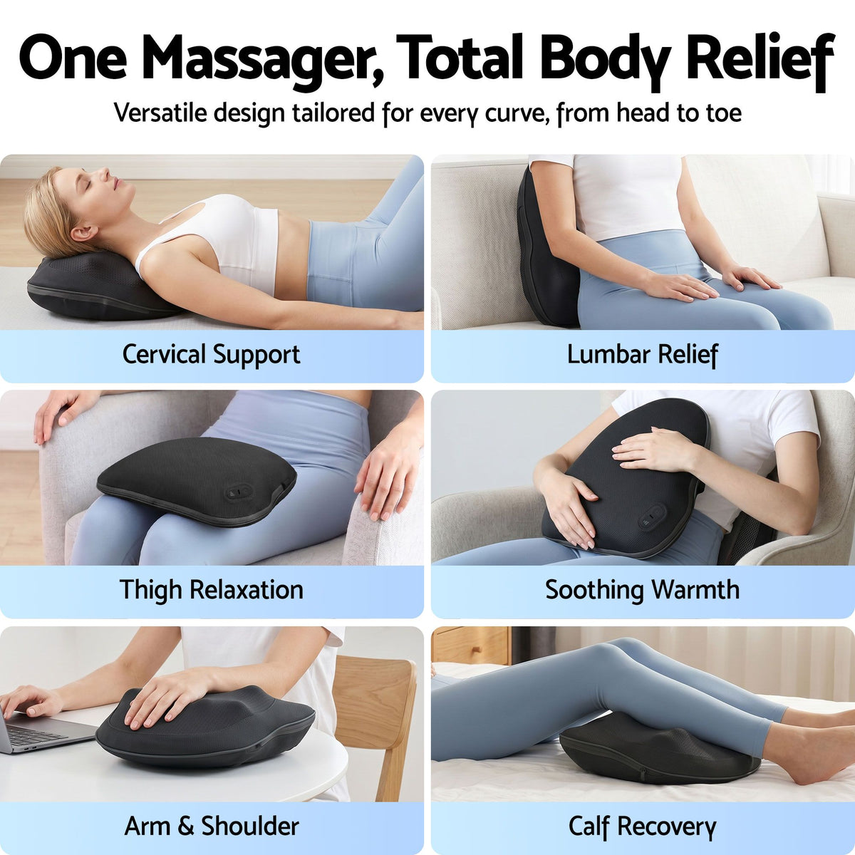 Livemor Cordless Back Massager with Heat, Neck and Shoulder Pillow