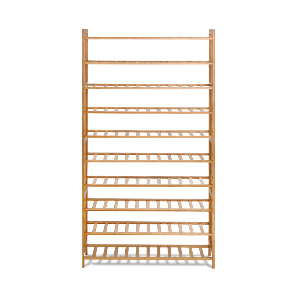 Bamboo 10-Tier Shoe Rack Cabinet Natural 50 Pairs