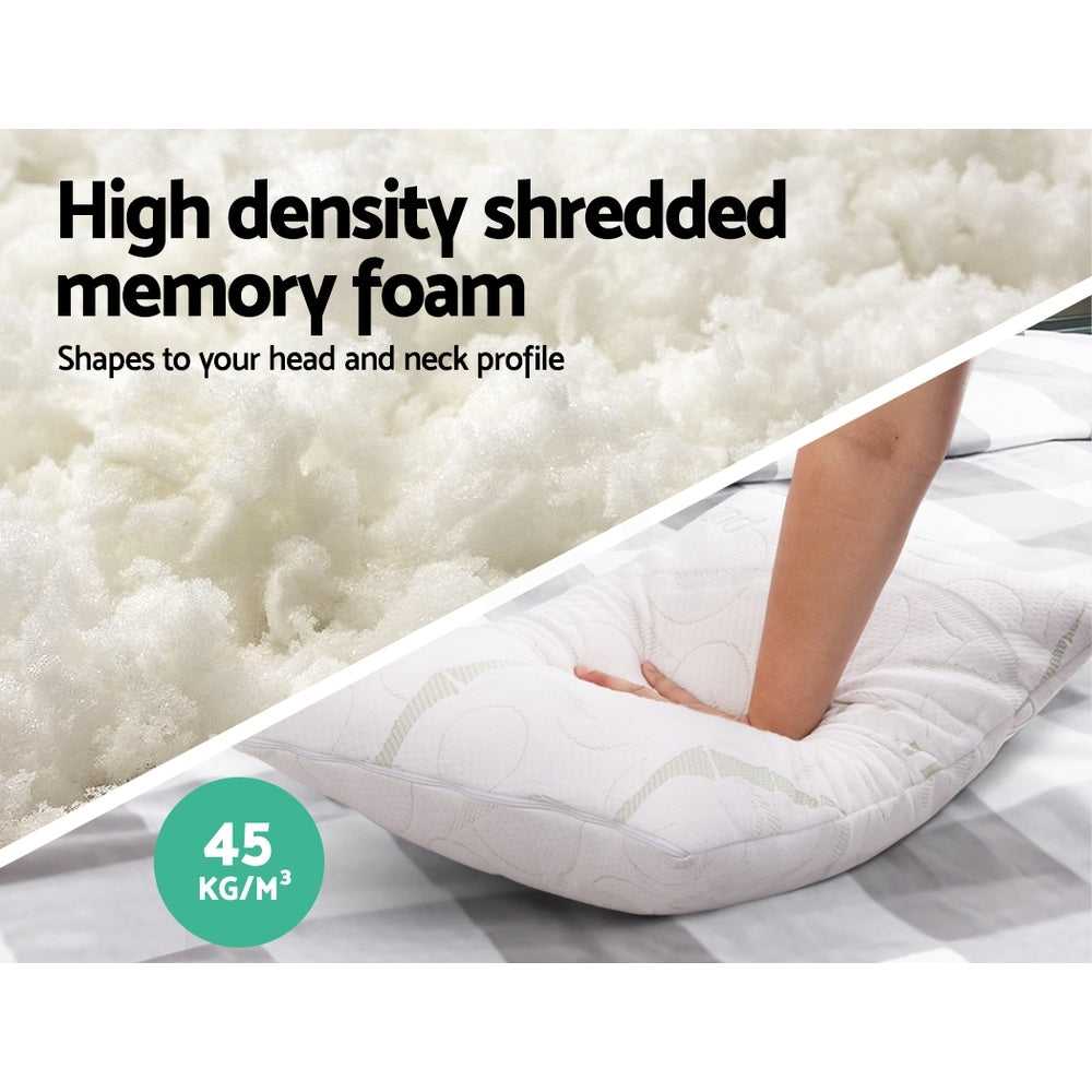 Giselle Twin Pack Memory Foam Pillows Bamboo Cover