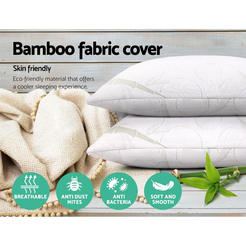 Giselle Twin Pack Memory Foam Pillows Bamboo Cover