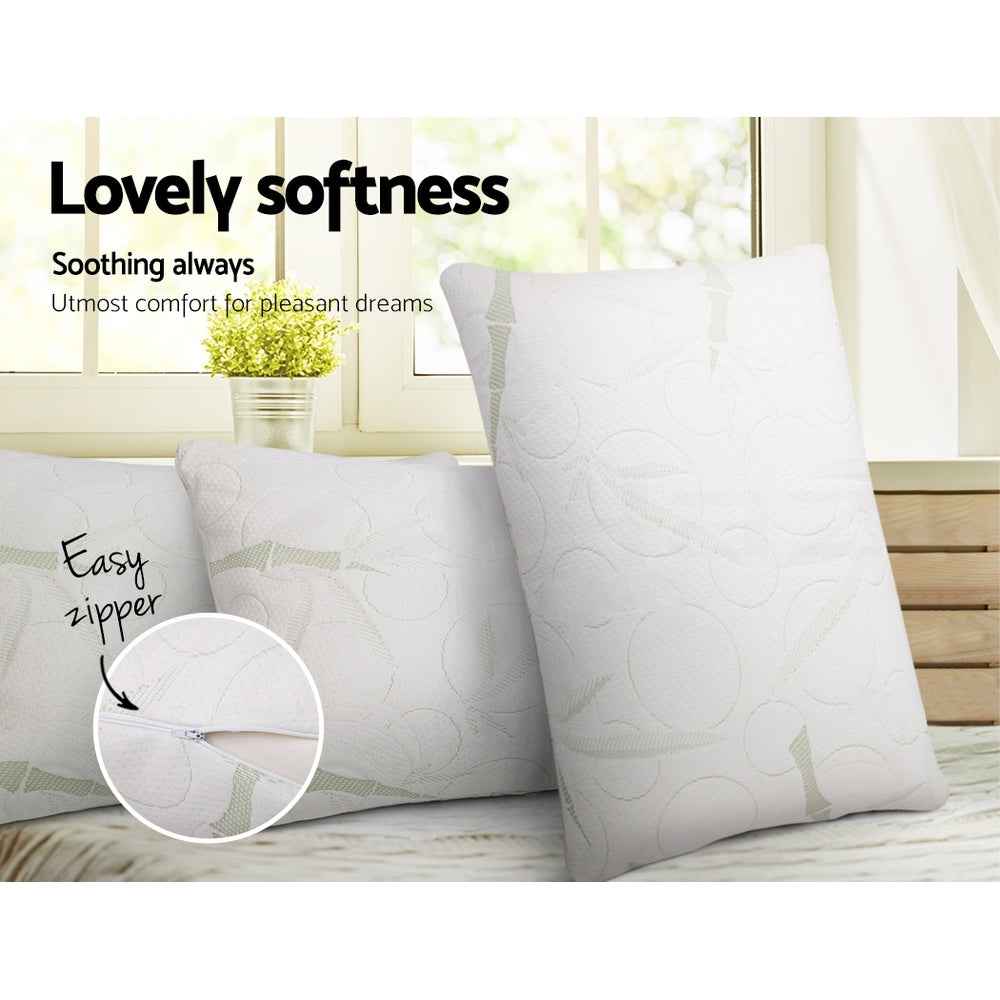 Giselle Twin Pack Memory Foam Pillows Bamboo Cover