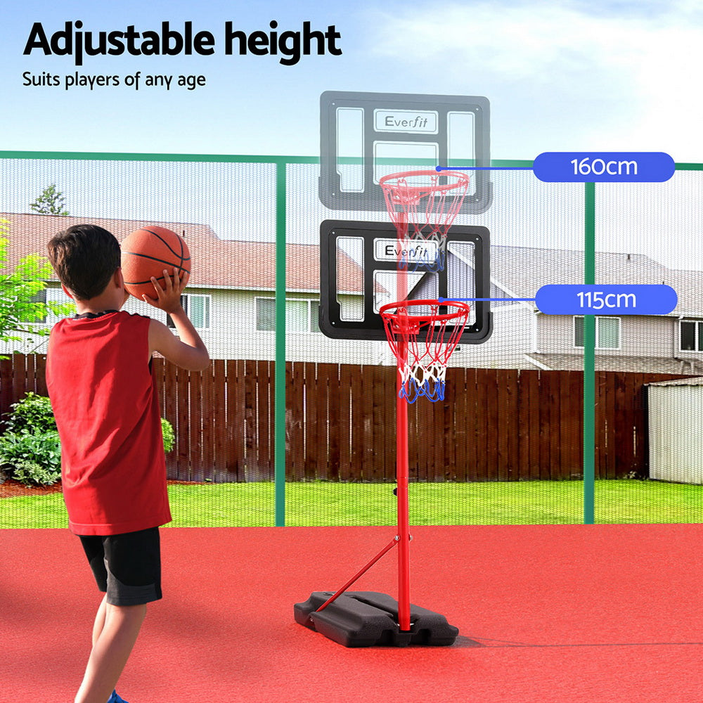 Adjustable Kids Basketball Hoop System, Steel Frame - Everfit