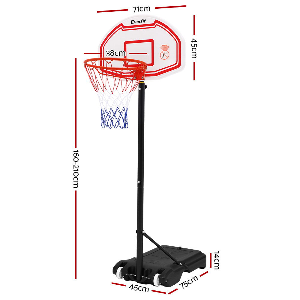 Everfit 2.1M Adjustable Basketball Hoop Stand Portable Pro Kids White
