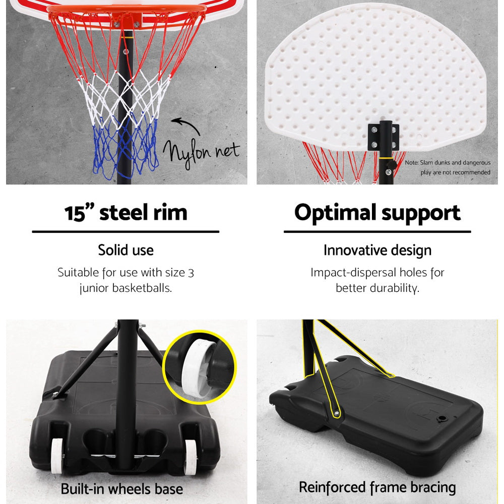 Everfit 2.1M Adjustable Basketball Hoop Stand Portable Pro Kids White
