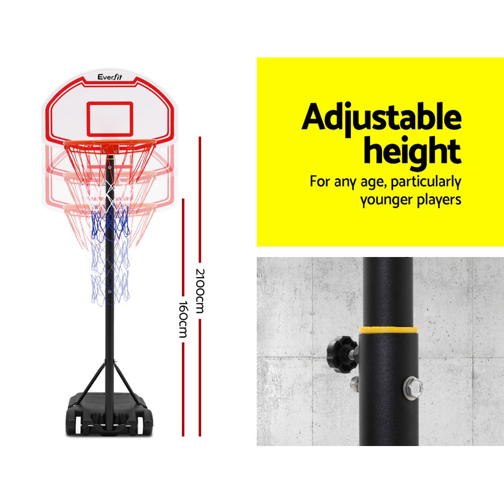 Everfit 2.1M Adjustable Basketball Hoop Stand Portable Pro Kids White
