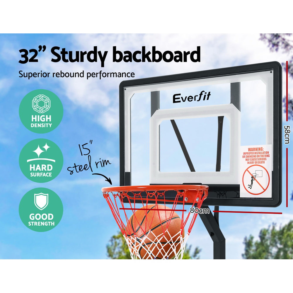 Everfit 2.6M Adjustable Portable Basketball Hoop System Kids Pro Clear