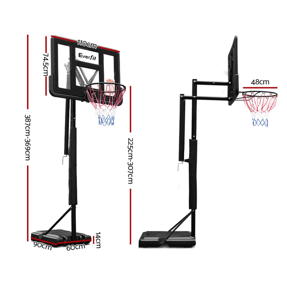 Everfit 3.05M Adjustable Basketball Hoop Stand Portable Pro Black
