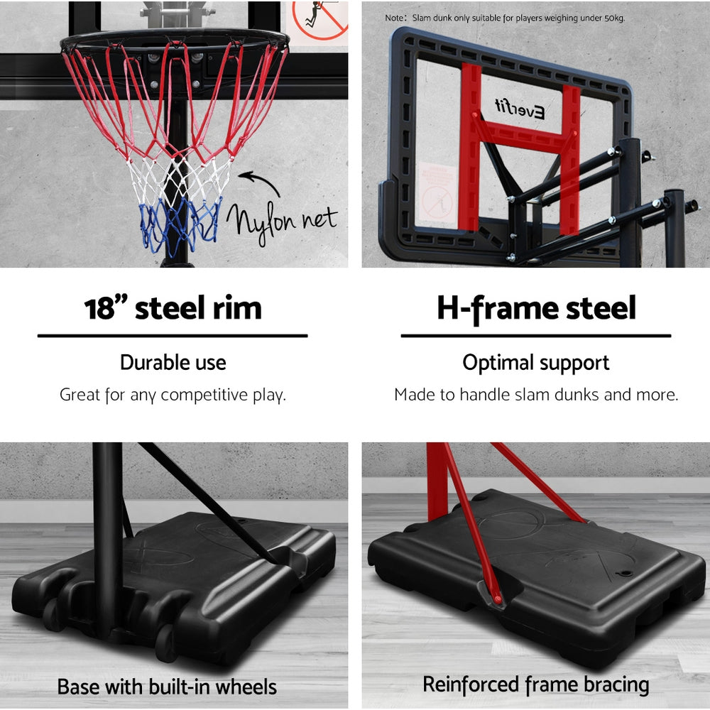 Everfit 3.05M Adjustable Basketball Hoop Stand Portable Pro Black