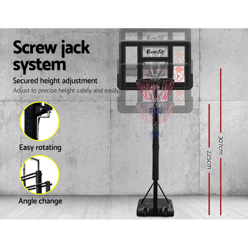 Everfit 3.05M Adjustable Basketball Hoop Stand Portable Pro Black