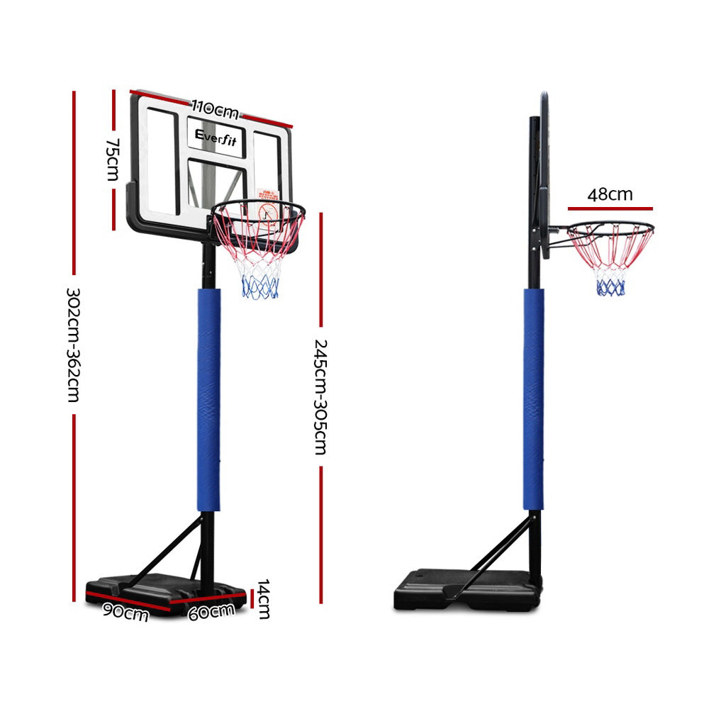 Everfit 3.05M Basketball Hoop Stand Adjustable Portable Pro Blue