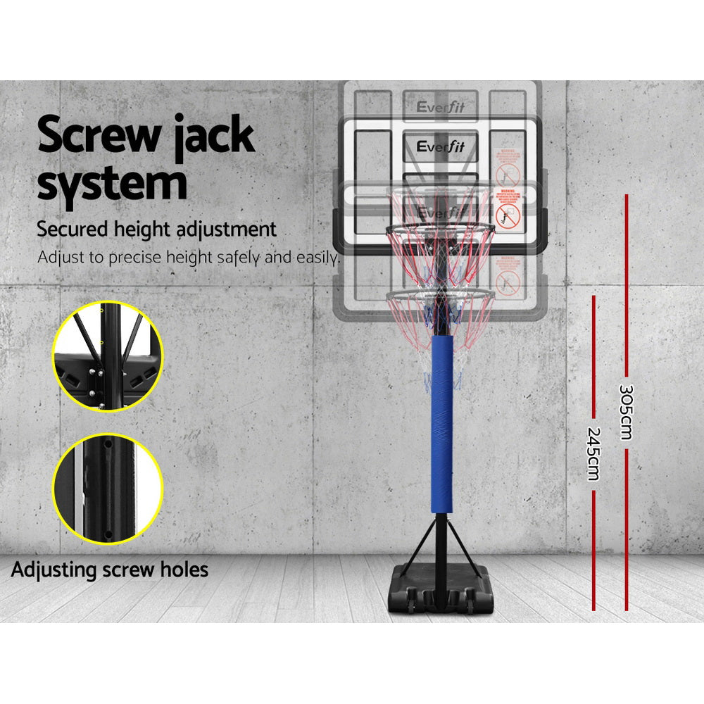 Everfit 3.05M Basketball Hoop Stand Adjustable Portable Pro Blue