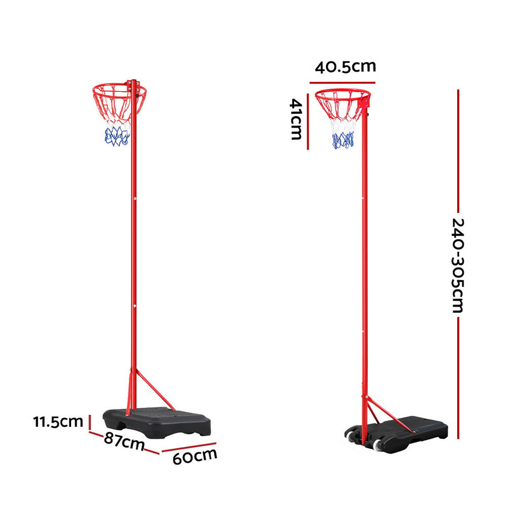 Adjustable Netball Hoop Basketball System, Tough Steel - Everfit