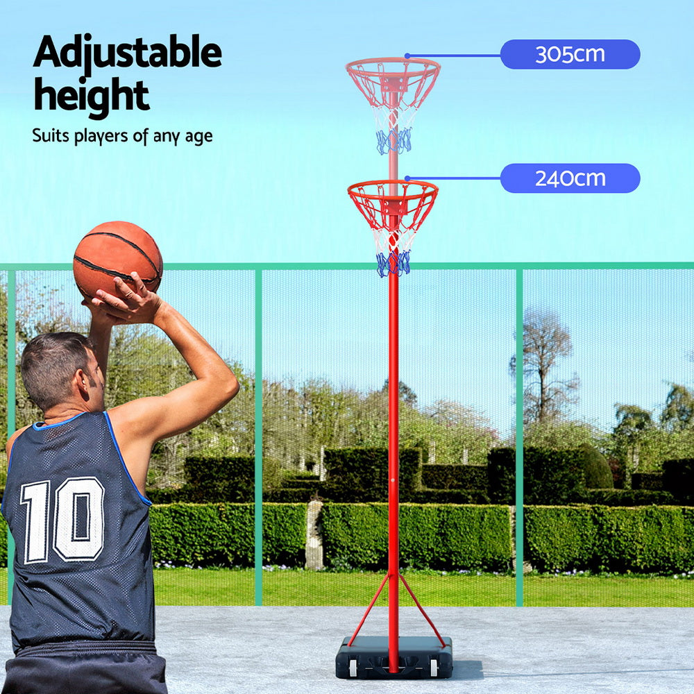 Adjustable Netball Hoop Basketball System, Tough Steel - Everfit