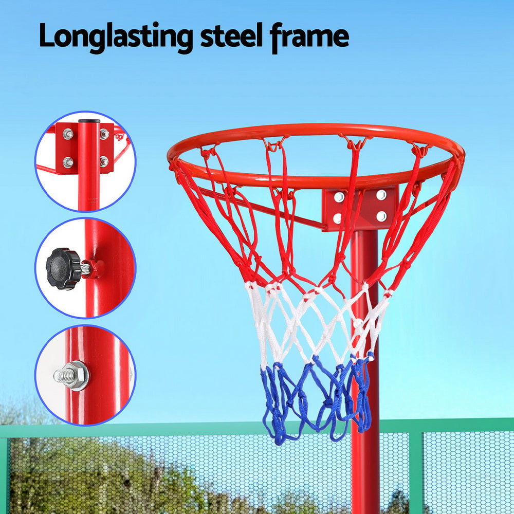 Adjustable Netball Hoop Basketball System, Tough Steel - Everfit