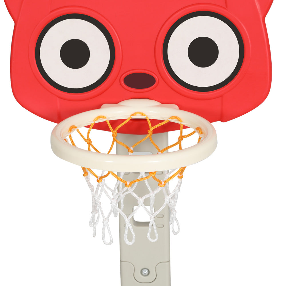 Keezi Kids Adjustable Basketball Hoop 5-in-1 Sports Centre Red