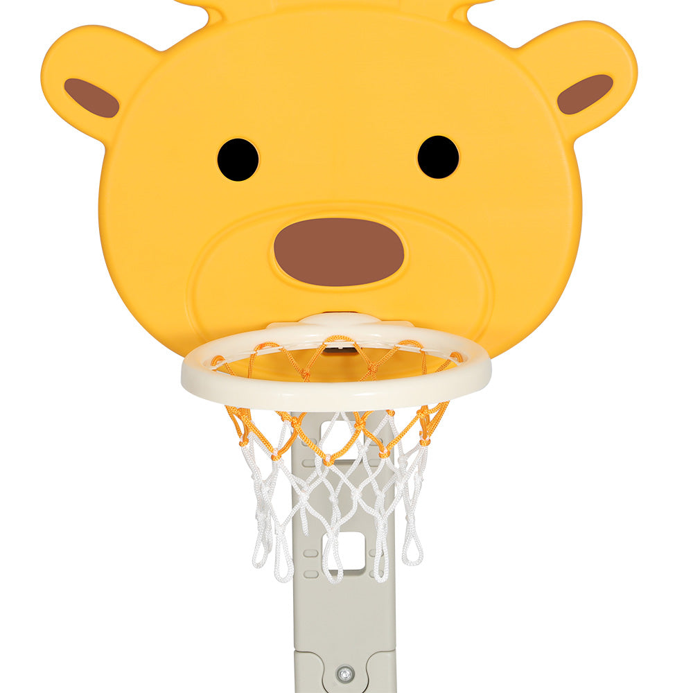 Keezi Kids 5-in-1 Sports Centre Adjustable Basketball Hoop Stand Yellow