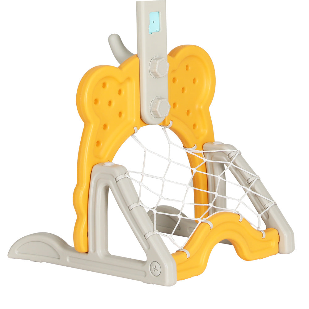 Keezi Kids 5-in-1 Sports Centre Adjustable Basketball Hoop Stand Yellow