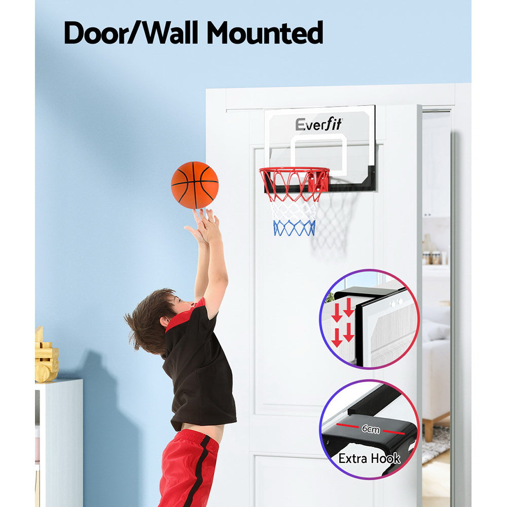 Everfit 23" Mini Basketball Hoop Door Wall Mounted Kids Black