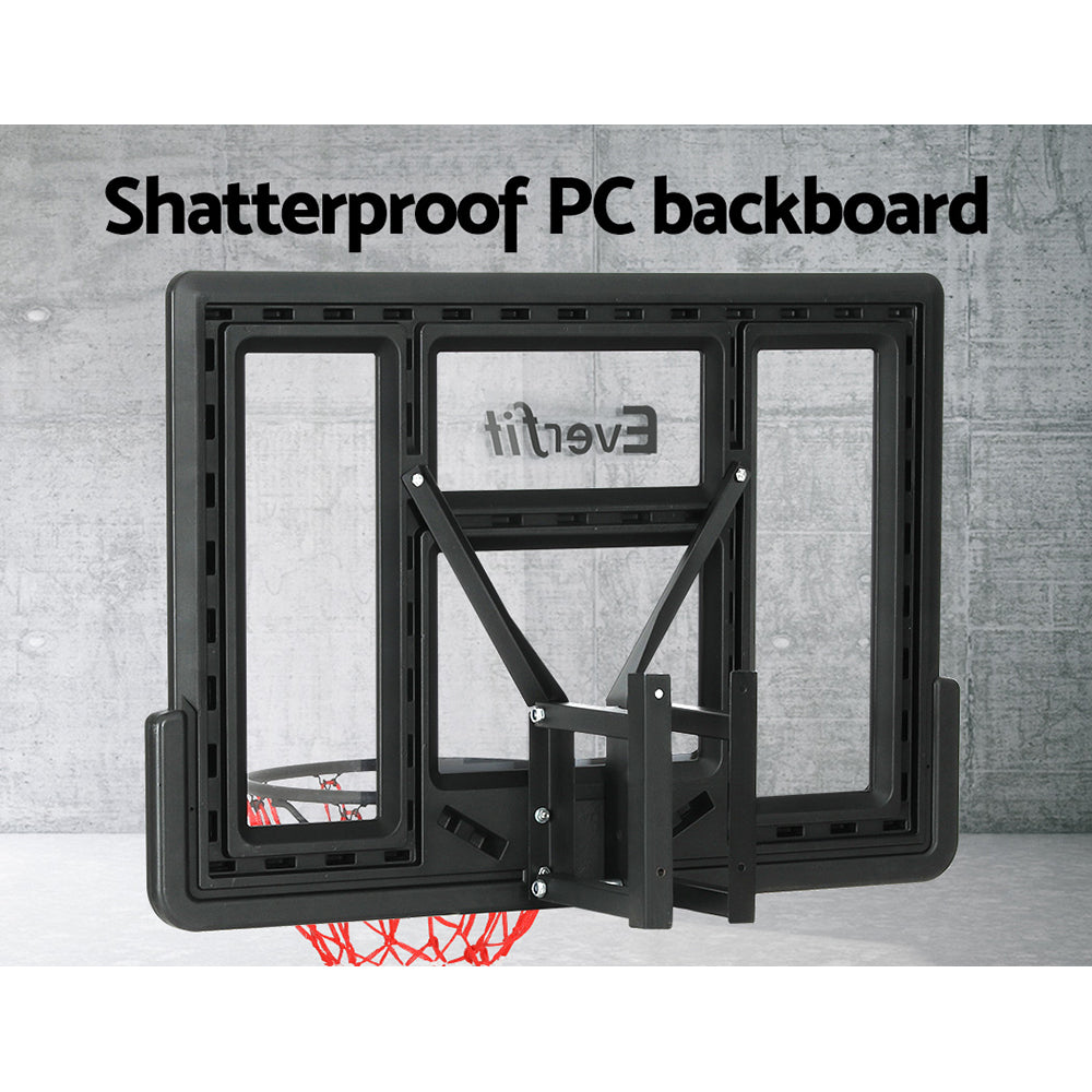 Everfit 45" Wall Mounted Basketball Hoop Backboard Ring Net Black
