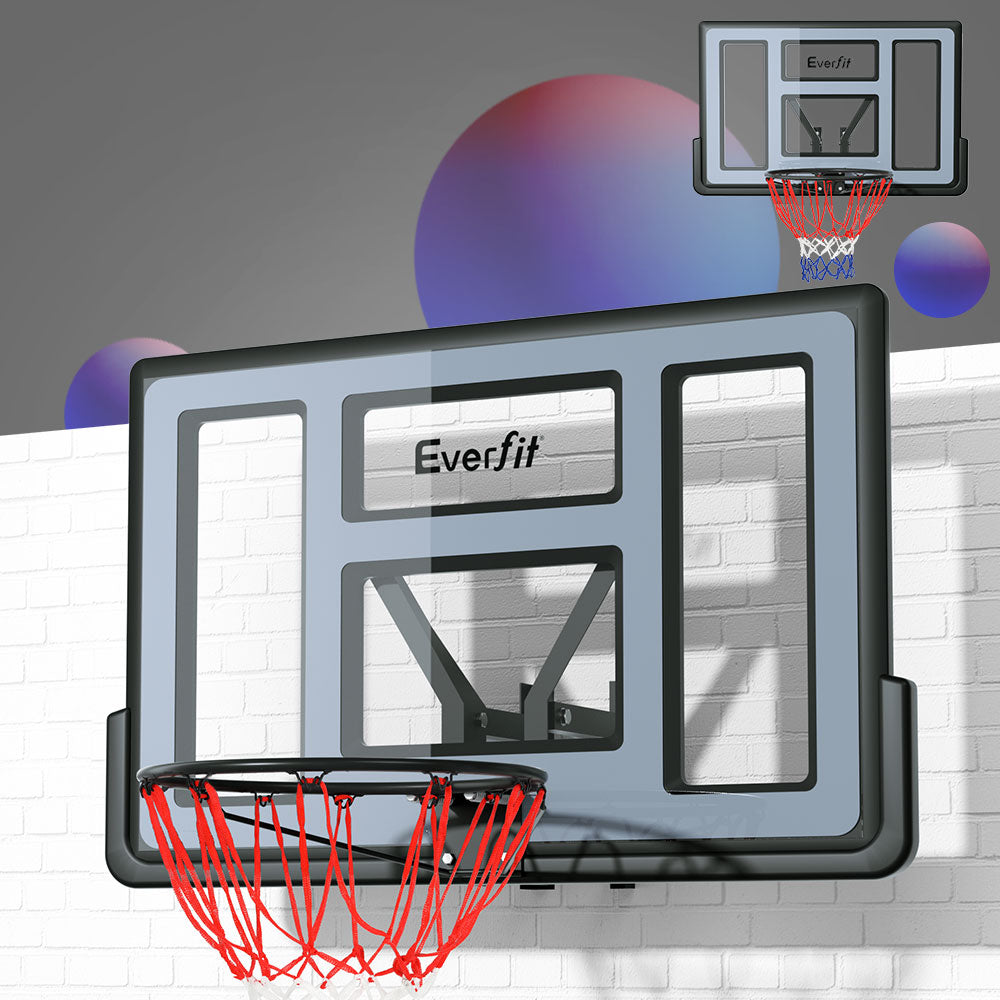Everfit 45" Wall Mounted Basketball Hoop Backboard Ring Net Black