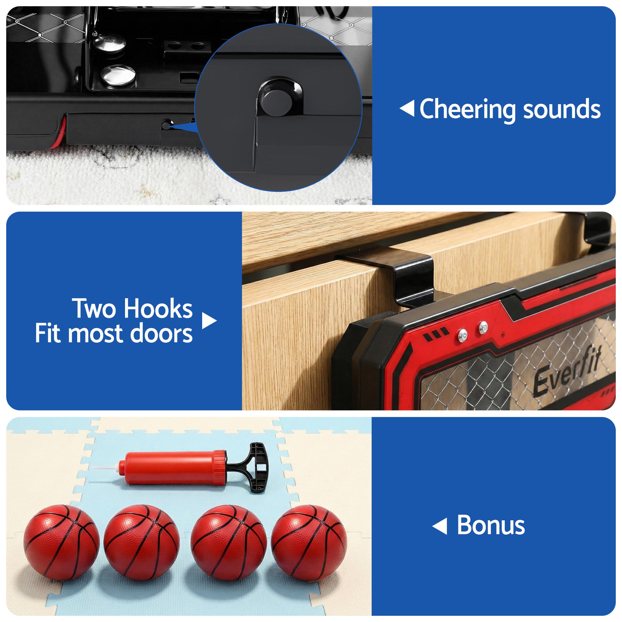 Everfit Mini Basketball Hoop Over Door Indoor LED Scoreboard Kids Set 40x30cm