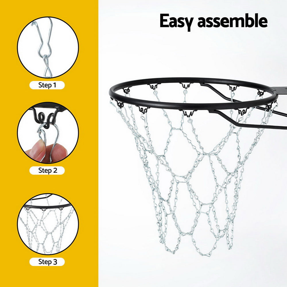 Everfit Basketball Ring Steel Chain Net 12 Loop Silver
