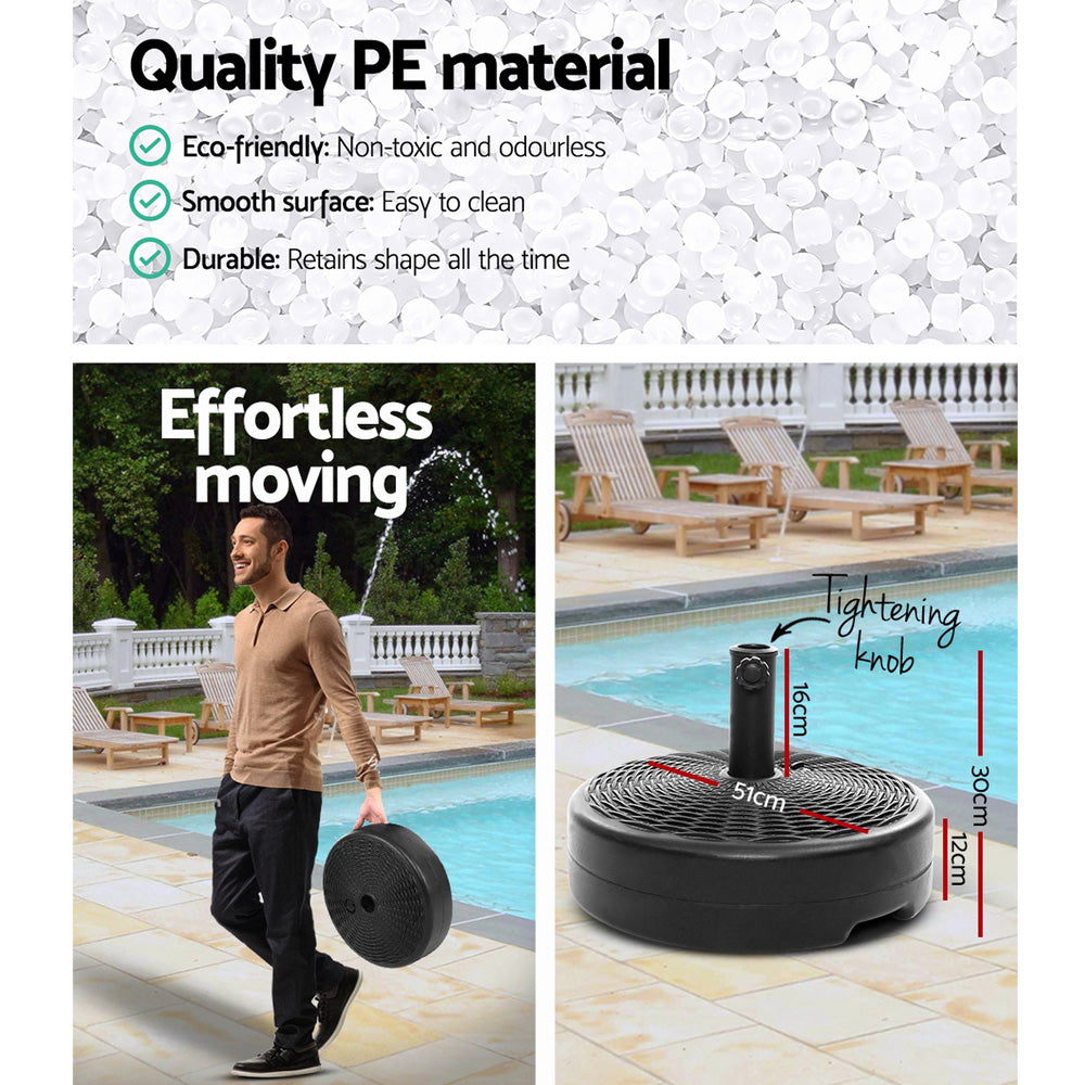 Instahut 51cm Round Outdoor Umbrella Base Black