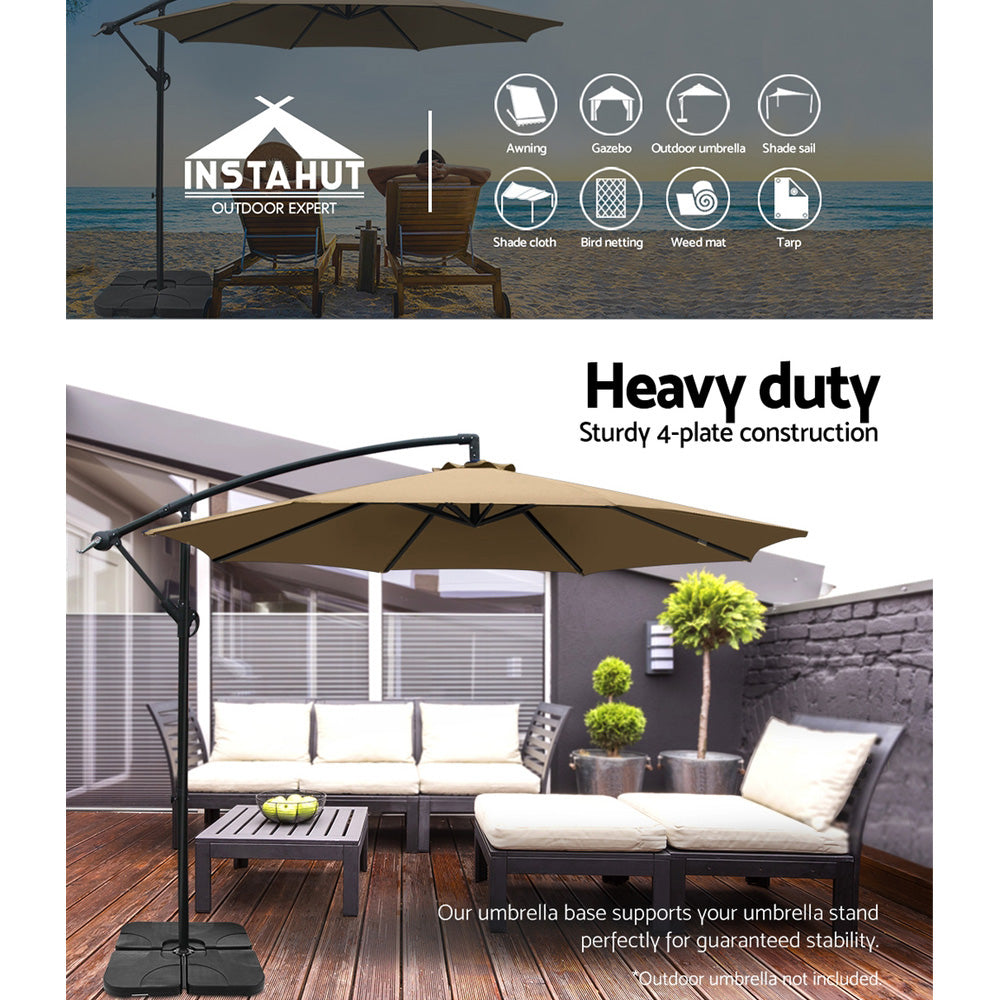 Instahut 50cm Outdoor Umbrella Base 4-Plate Stand Black
