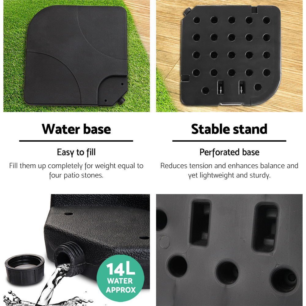 Instahut 50cm Outdoor Umbrella Base 4-Plate Stand Black