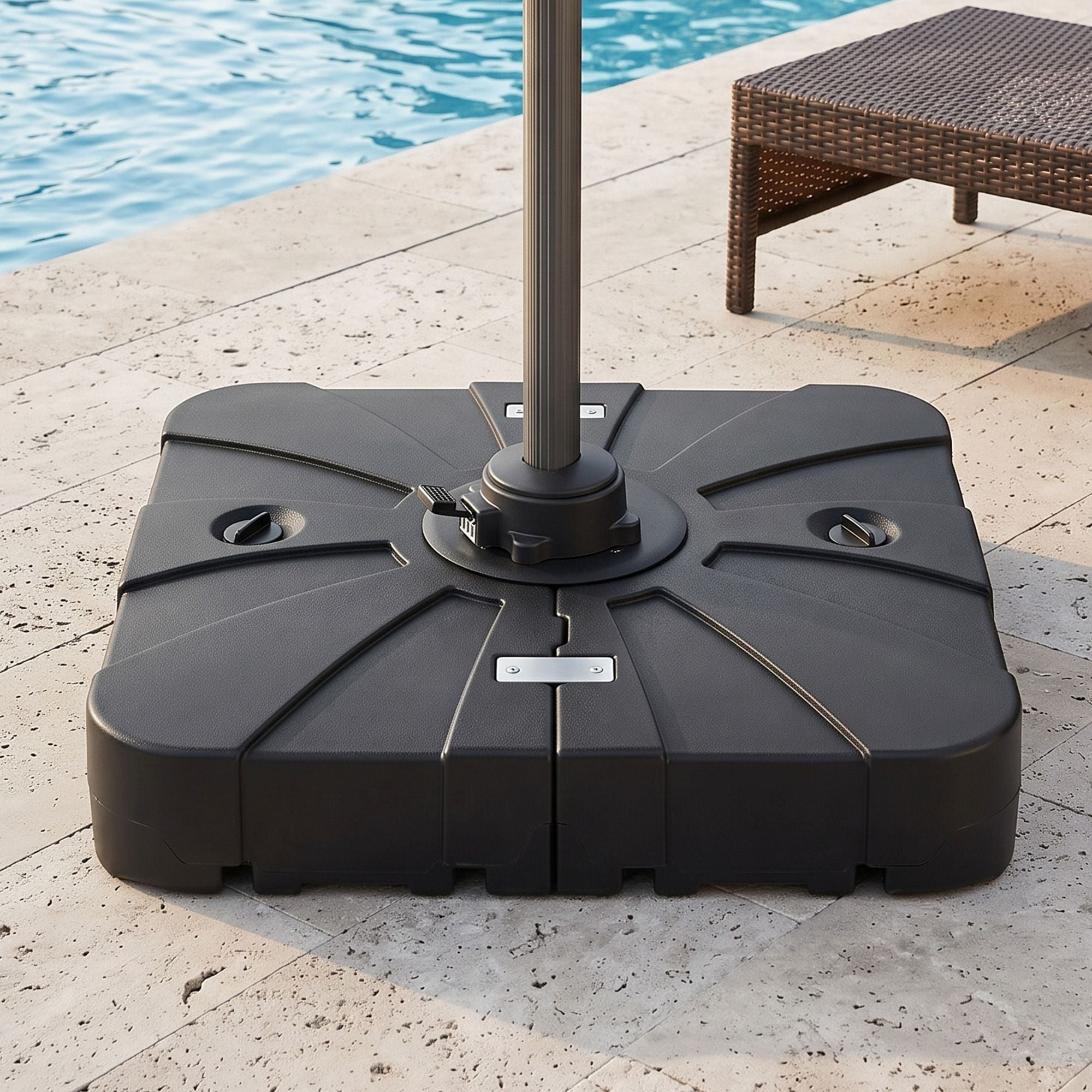 Instahut Outdoor Umbrella Base 2 Fillable 60kg Cantilever Umbrella Base with Wheels 84cm