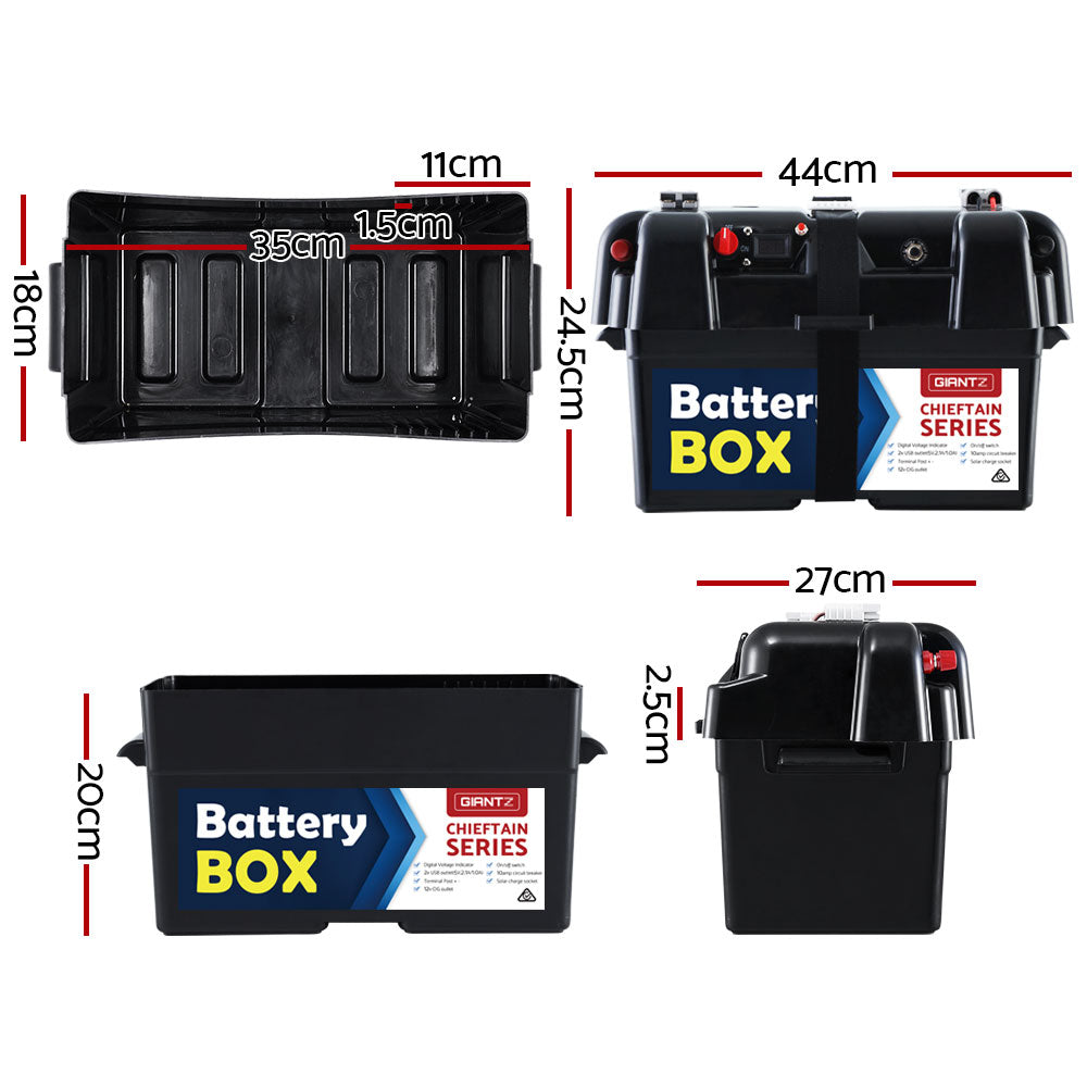 Giantz Large 12V AGM Battery Box Portable Solar Caravan Camping