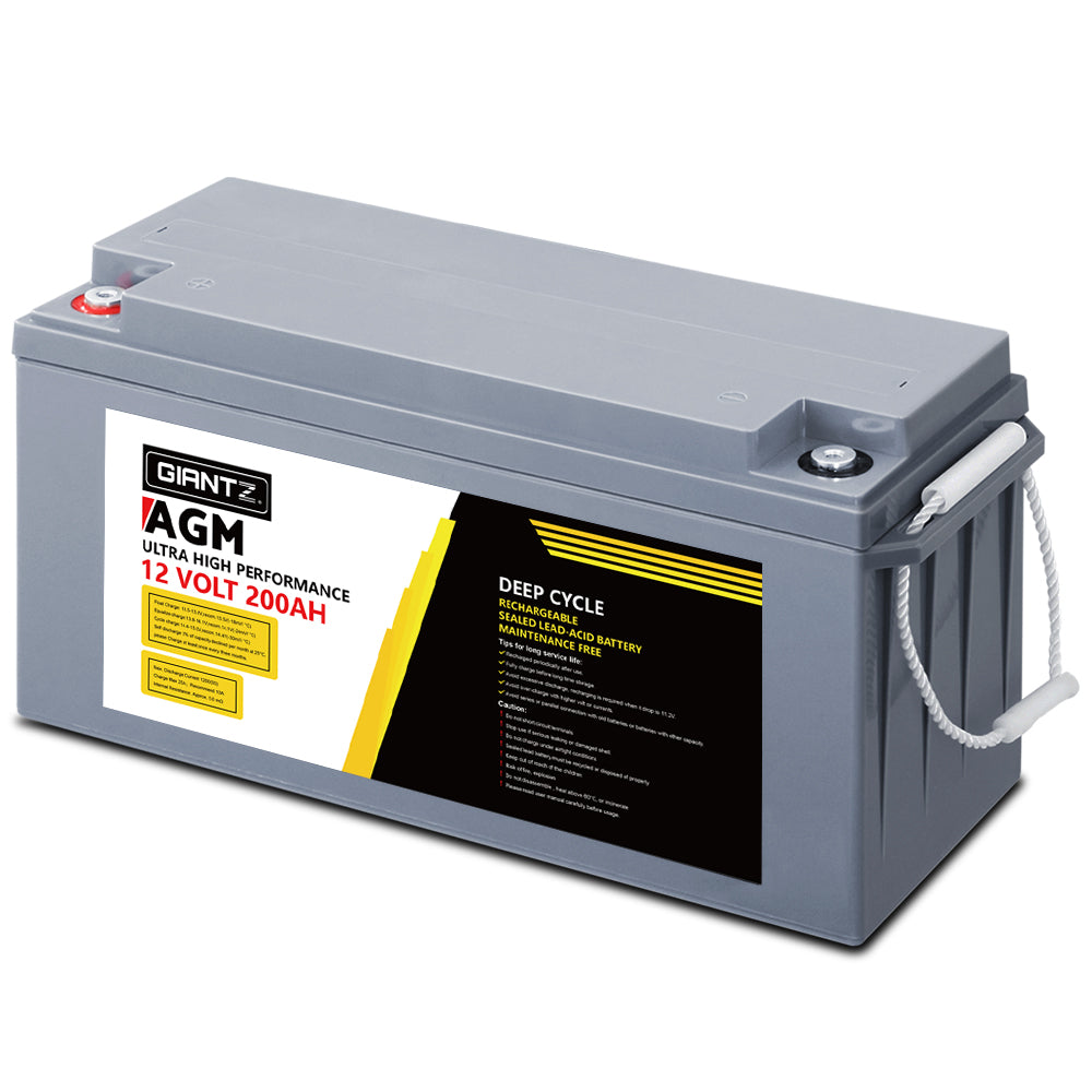 Giantz 12V 200Ah AGM Deep Cycle Battery Portable Solar Caravan Camping