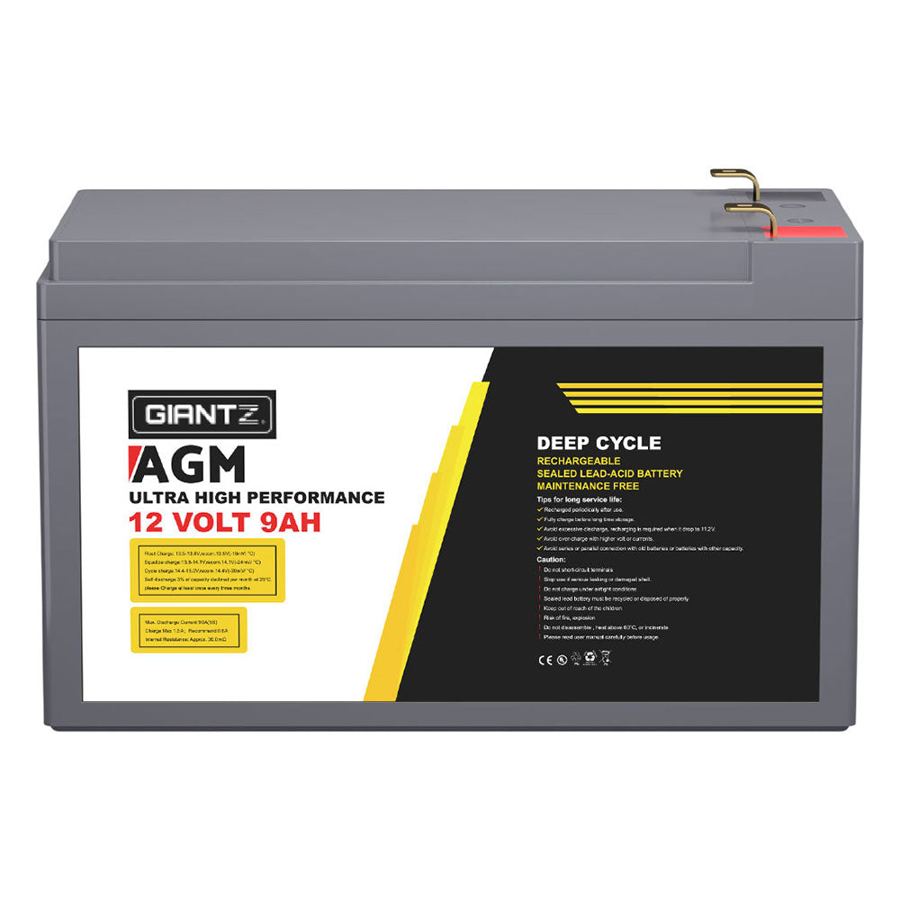 Giantz 12V 9Ah AGM Deep Cycle Battery Portable Solar Caravan Camping