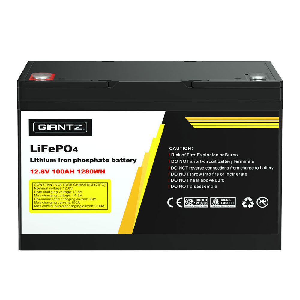 Giantz 100Ah Lithium Battery LiFePO4 Deep Cycle Solar Caravan Camping