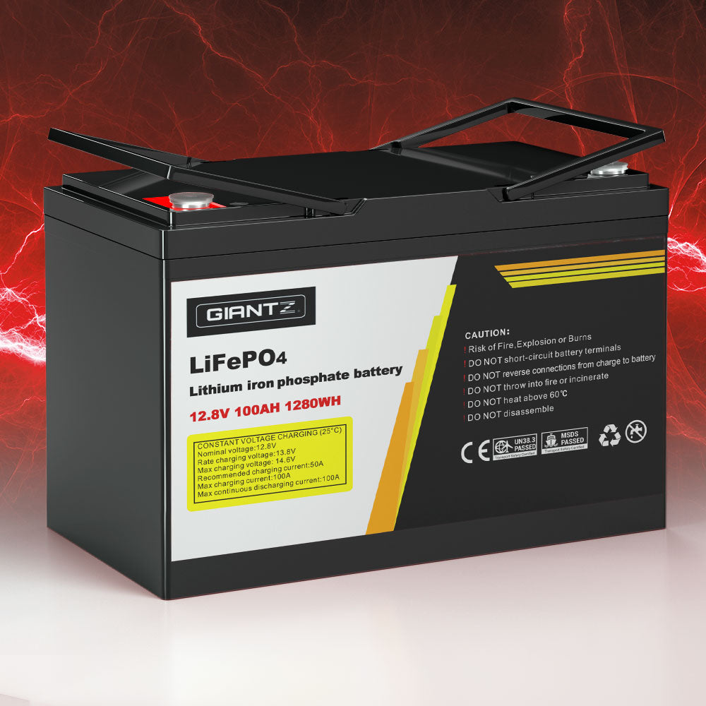 Giantz 100Ah Lithium Battery LiFePO4 Deep Cycle Solar Caravan Camping