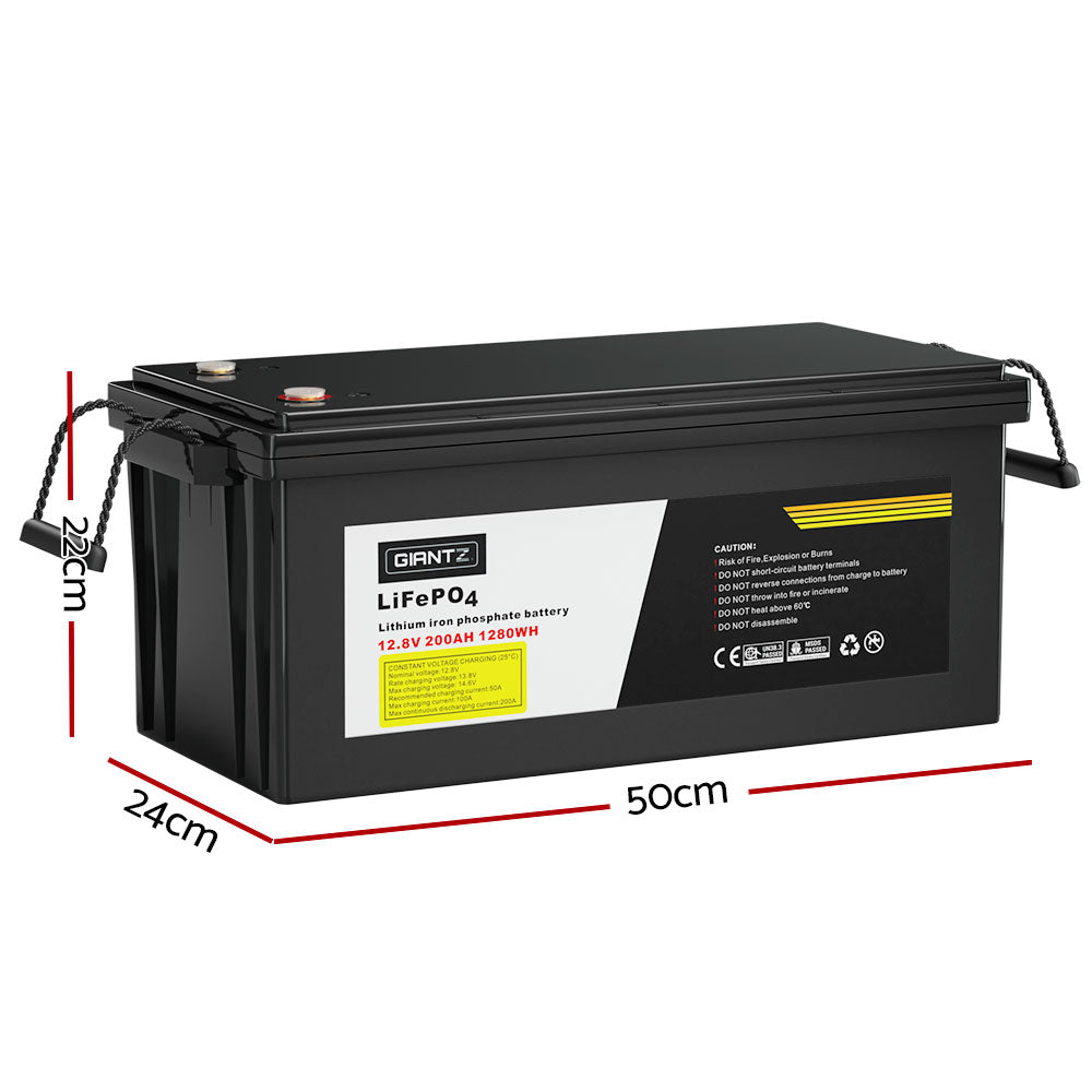 Giantz 200Ah Lithium Battery LiFePO4 Deep Cycle Solar Caravan Camping