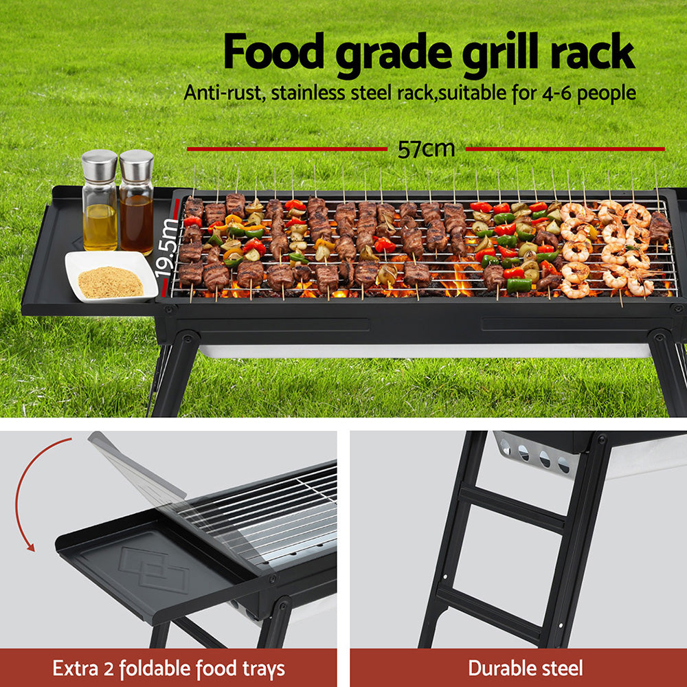 Grillz Portable Charcoal BBQ Grill Smoker Foldable Camping Outdoor